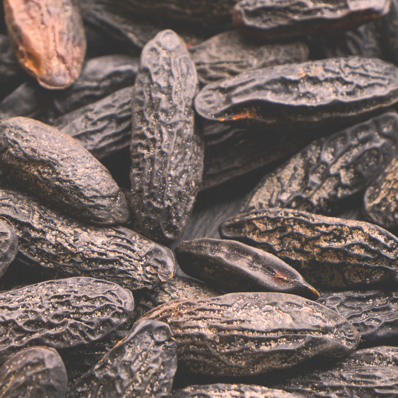 This is an image of a pile of tonka beans.