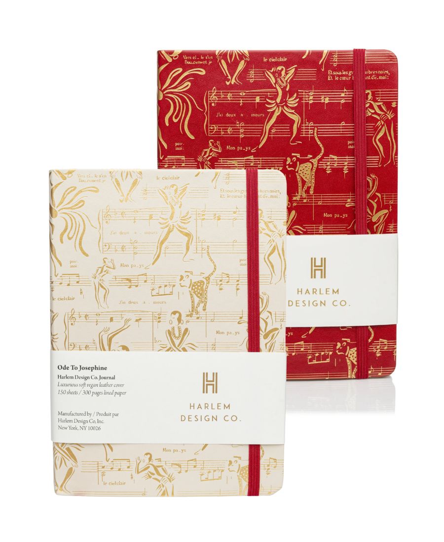 This is a product image of our Ode to Josephine journals in red and cream with gold design.