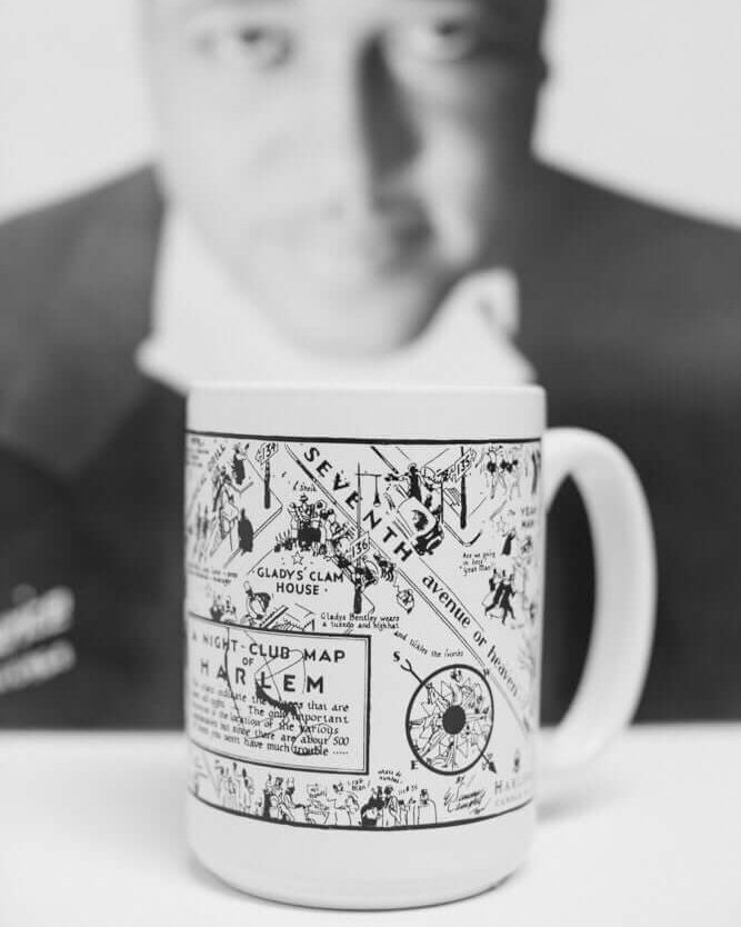This is a photo of the Vintage Nightclub Map Of Harlem Coffee Mug.