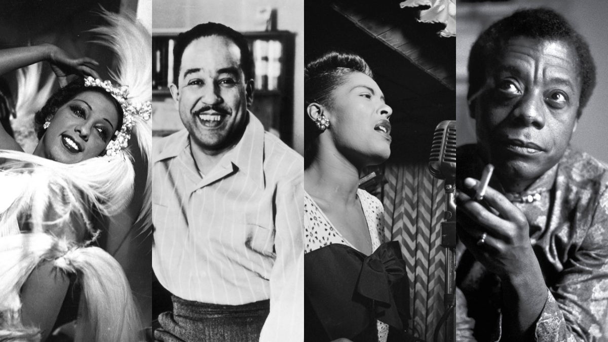 josephine baker, langston hughes, billie holiday, and james baldwin