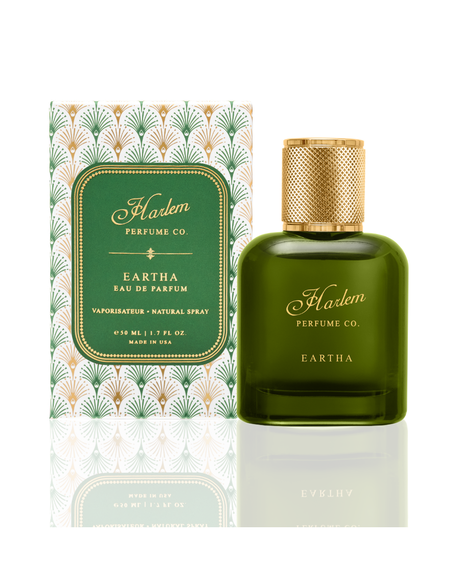 This is an image of our Eartha perfume featured next to its decorative box.