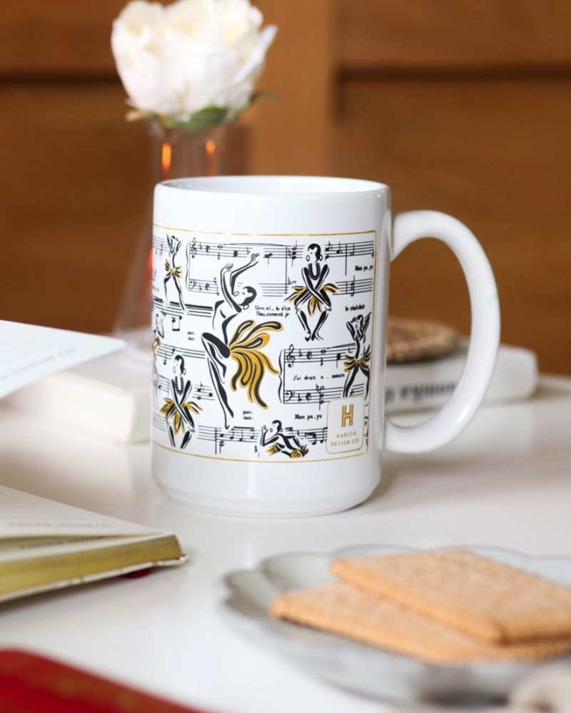 This is a lifestyle image of Josephine Baker inspired coffee mug.
